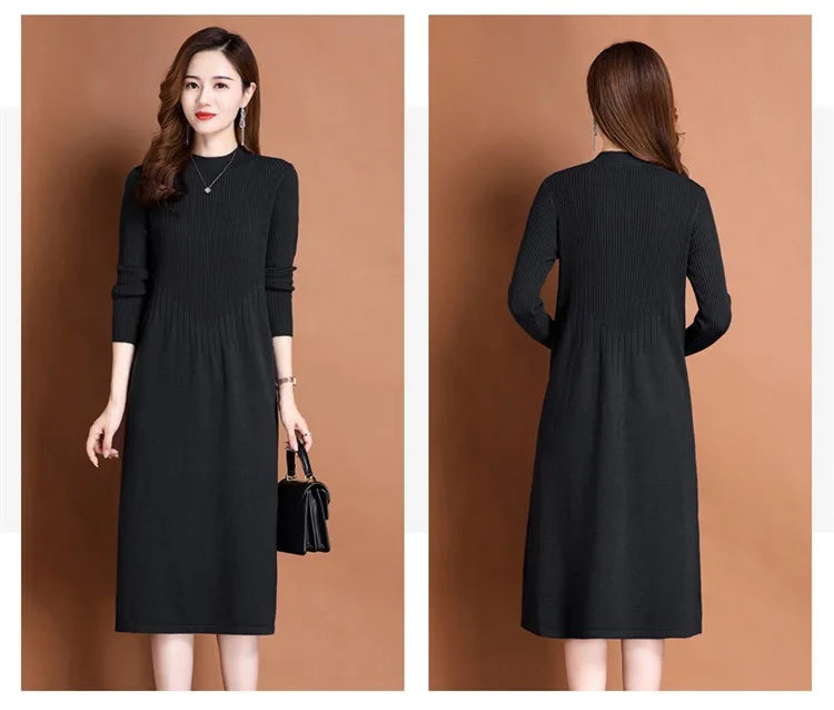 Women's Ankle-Length A-Line Dress with Appliqué