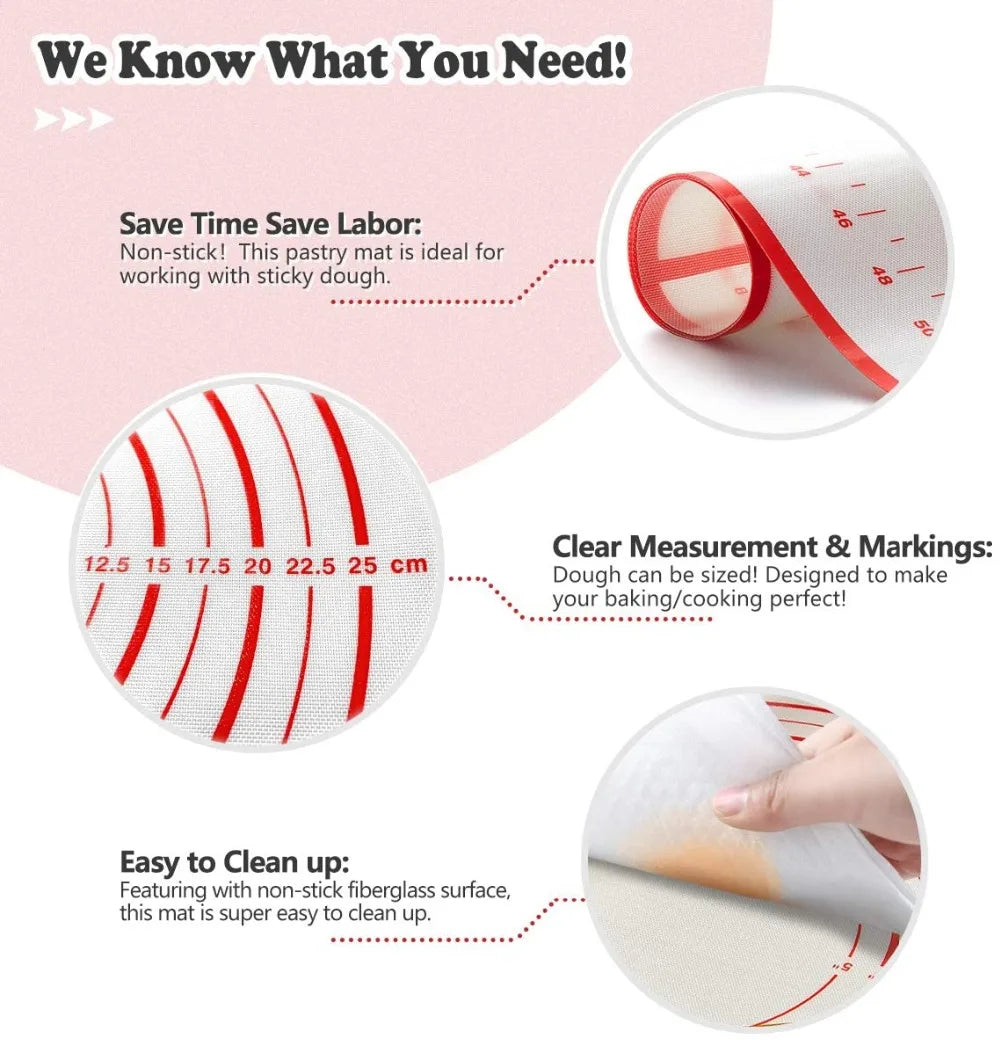 Silicone Baking & Pastry Mat – Non-Stick Dough Rolling Mat