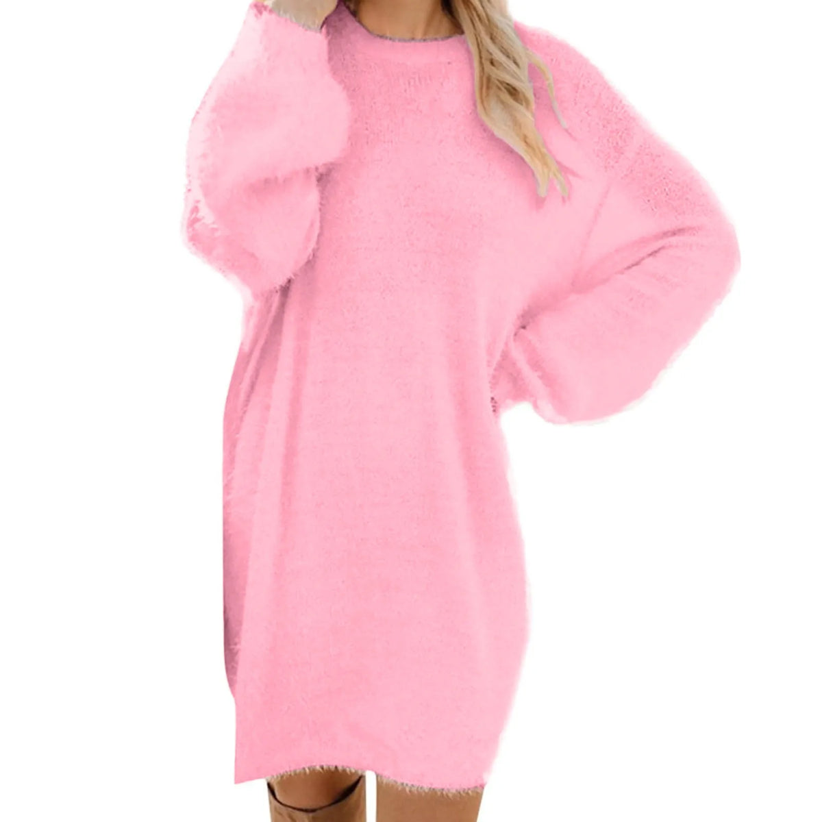Women's Crewneck Knee-Length Sweater Dress