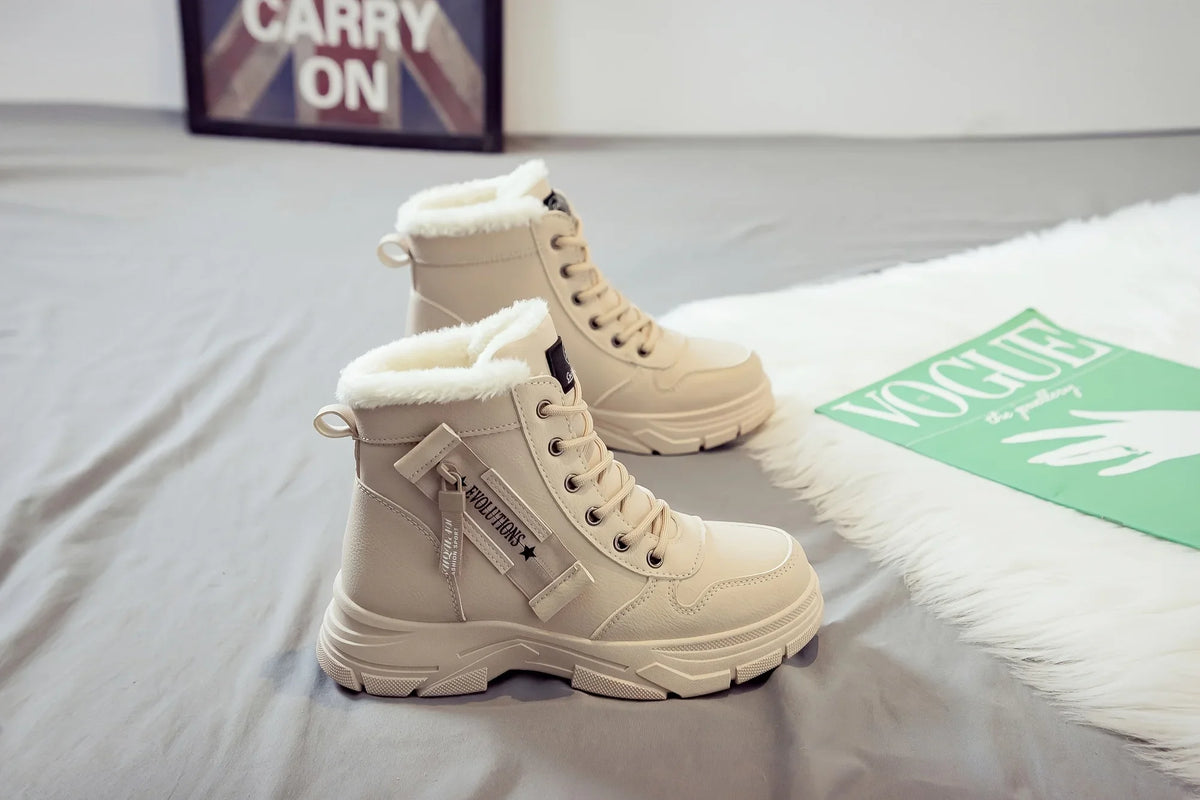 Winter Women Snow Boots Anti‑Slip Warm Fur Lined Martin Boots Casual Ankle Booties Fashion Outdoor Daily Wear Shoes