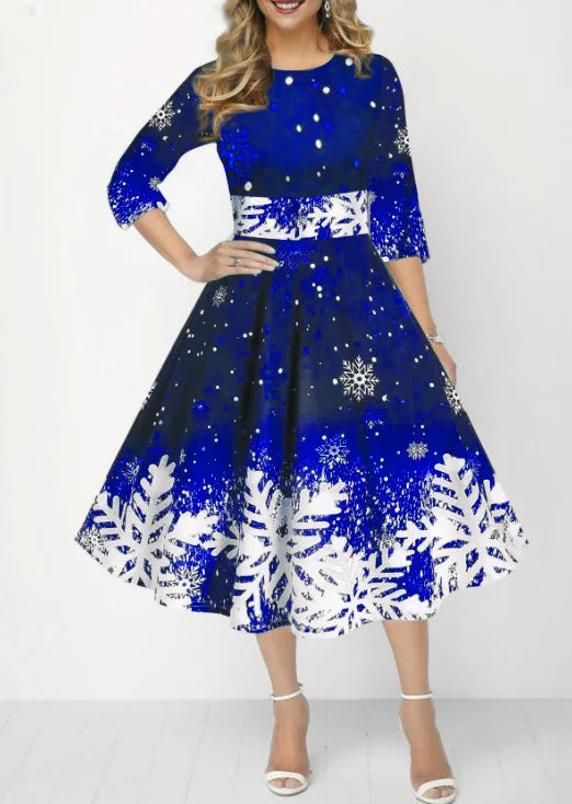 Women's Printed Half-Sleeve A-Line Mini Dress