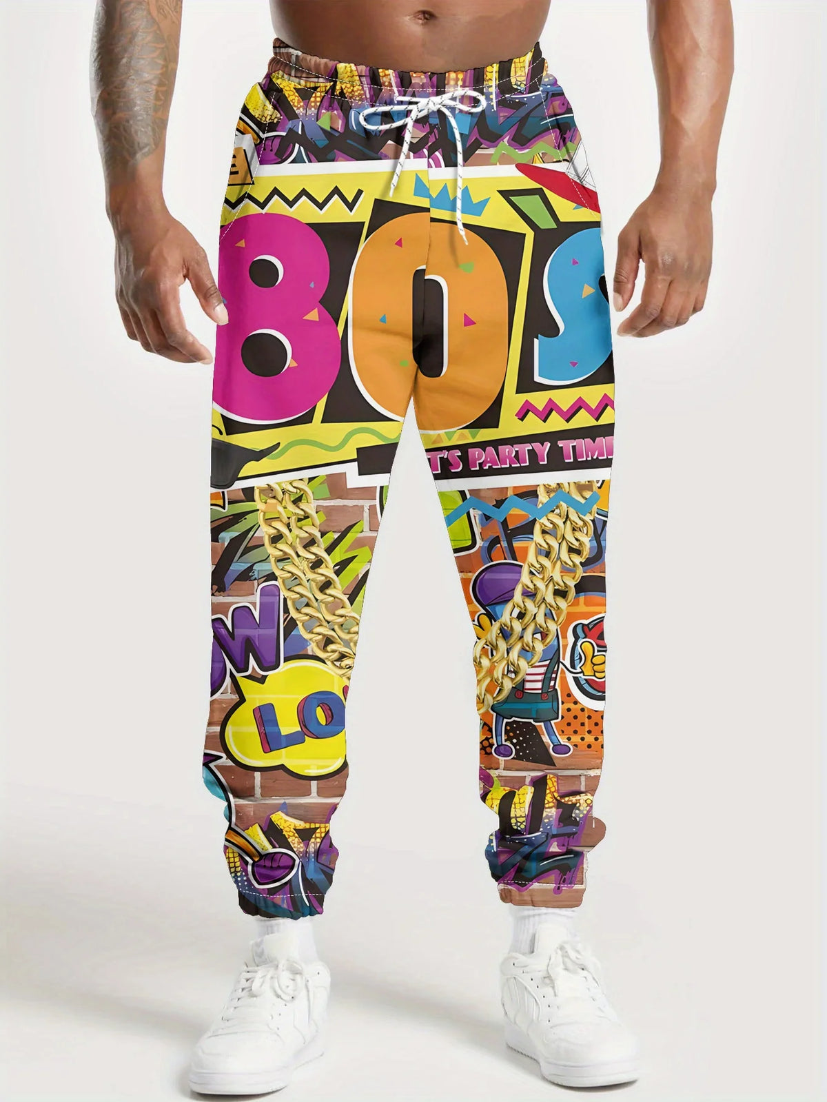 Men's Retro 80s & 90s Print Jogger Pants