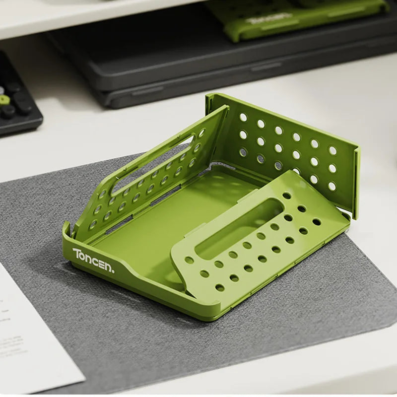 Stylish & Sturdy 3-Tier Desk Organizer with 2 Large + 2 Small Compartments – Stackable Office Storage Box