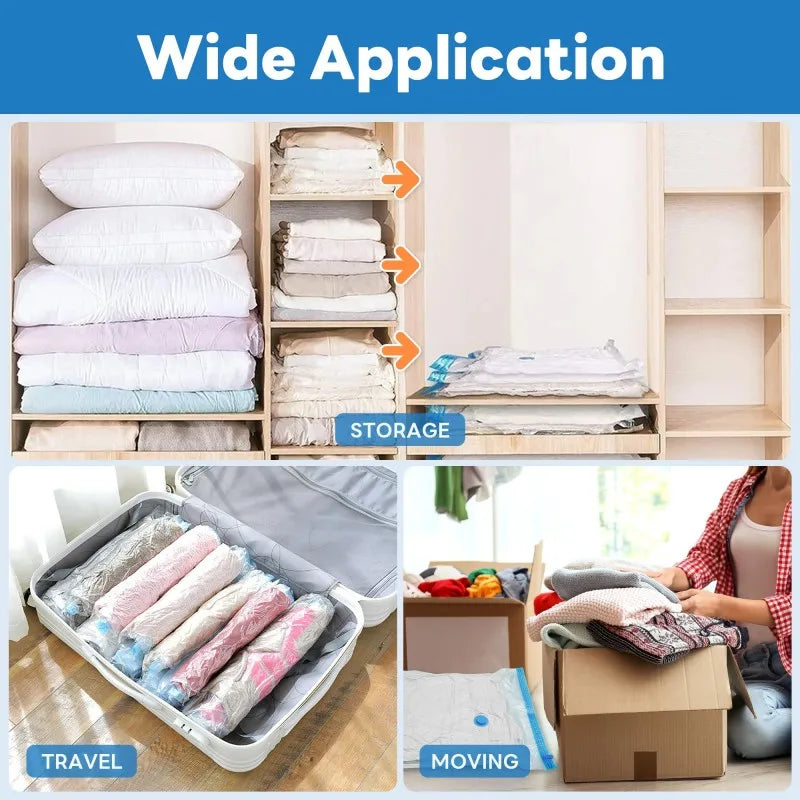 Vacuum Storage Bags with Hand Pump | 5 Sizes, 1–5 Pack | Space Saver Bags for Clothes & Bedding