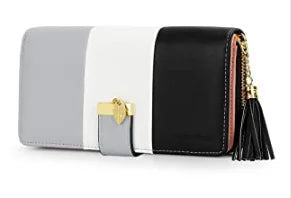 Women's Colour-Block Long Zip Wallet – RFID Blocking, 9 Card Slots, Fits a Phone