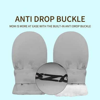 Muffole da neve per bambini foderate in pile con clip antilesione – Colori tinta unita
