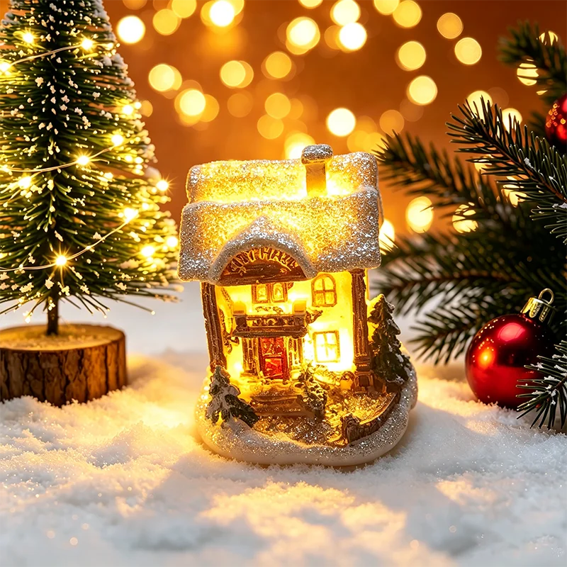 Light-Up Christmas Village House – Battery LED Resin Ornament