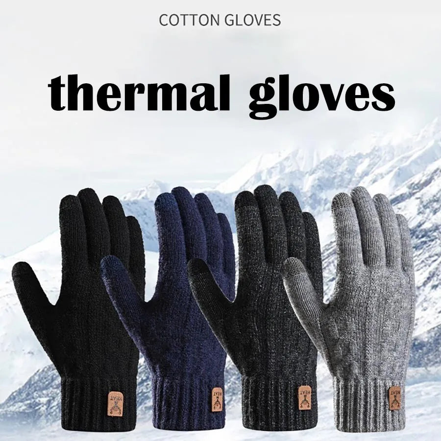 Men's Velvet-Lined Knit Touchscreen Gloves