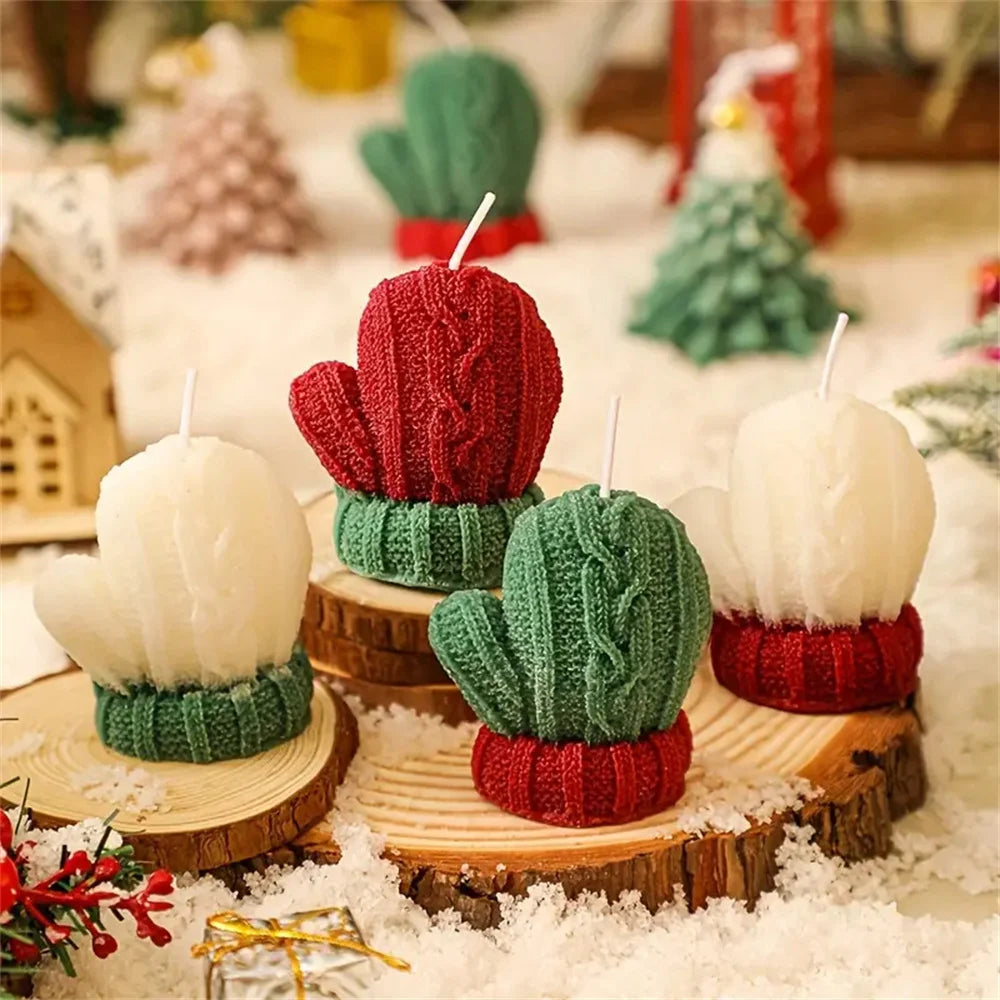 Christmas Gloves Scented Candle for Weddings Birthdays New Year Gift Photoprops Aromatherapy Candles Home Festive Ambiance Decor