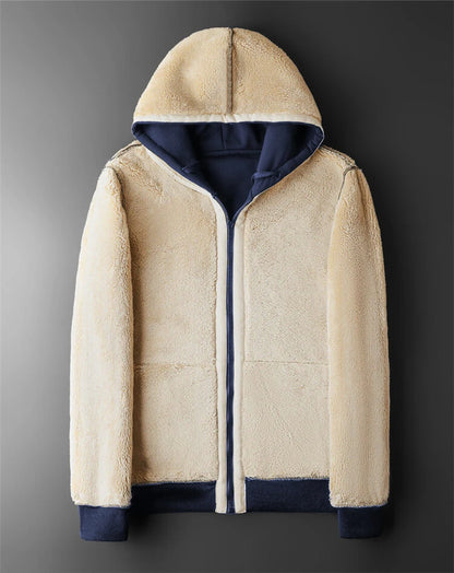 REALXIZI Herren Winterjacke mit Kapuze und Reißverschluss