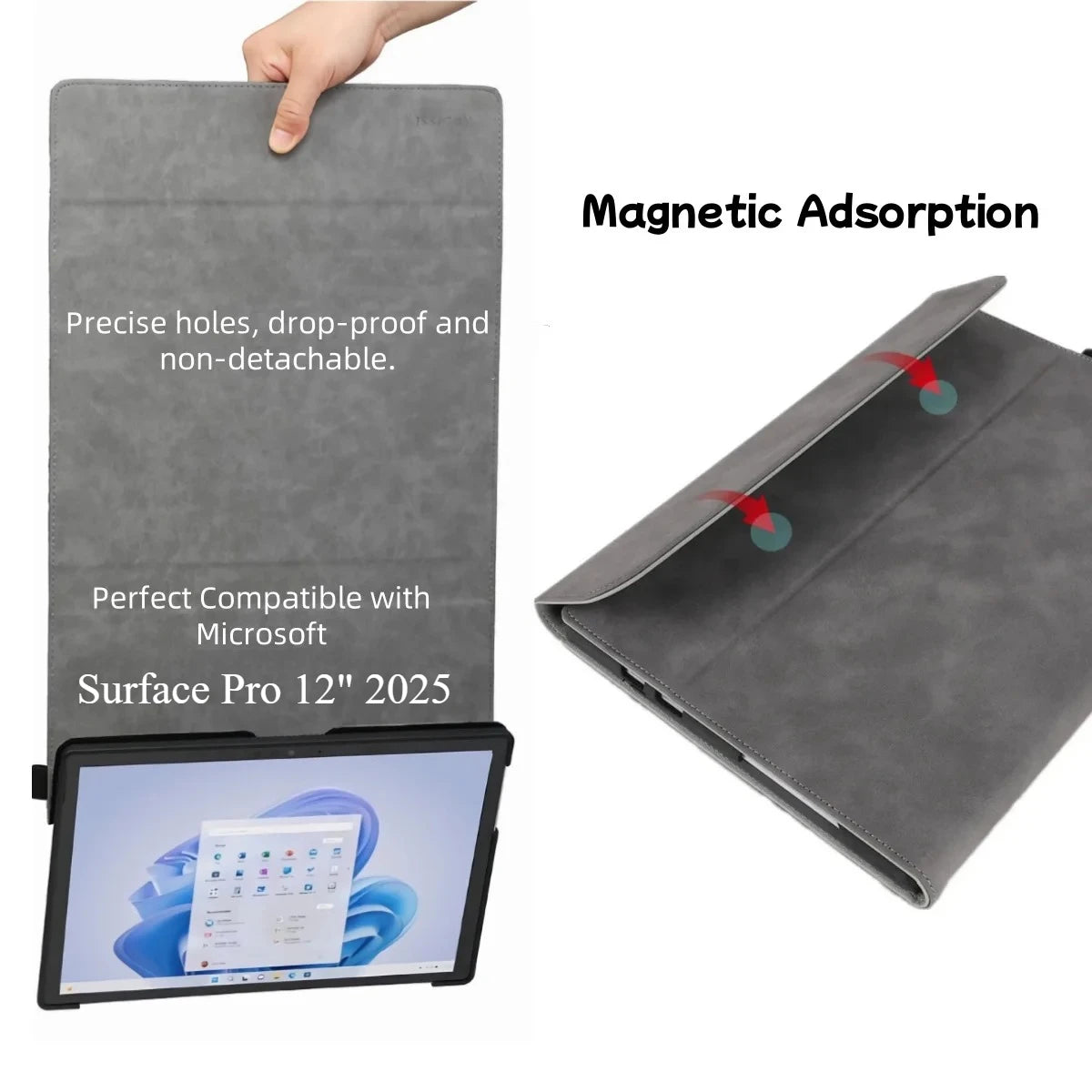 Case for Microsoft Surface Pro 12 Inch 2025 Portfolio Case Multiple Angle Stand Tpu Shell for Surface Pro 12" Model 2109/2110