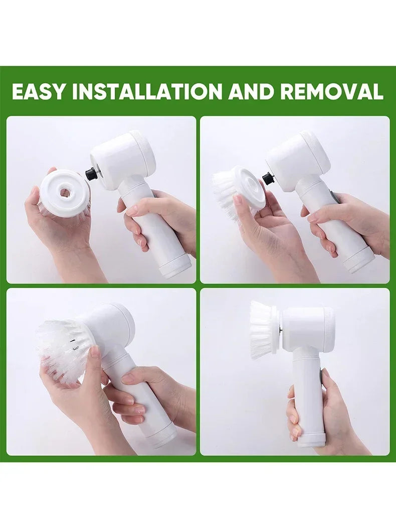 Electric Spin Scrubber – Cordless Rechargeable Cleaning Brush with Replaceable Heads