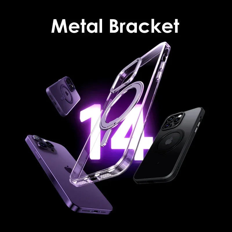 Magnetic iPhone Case with 360° Rotating Ring Stand