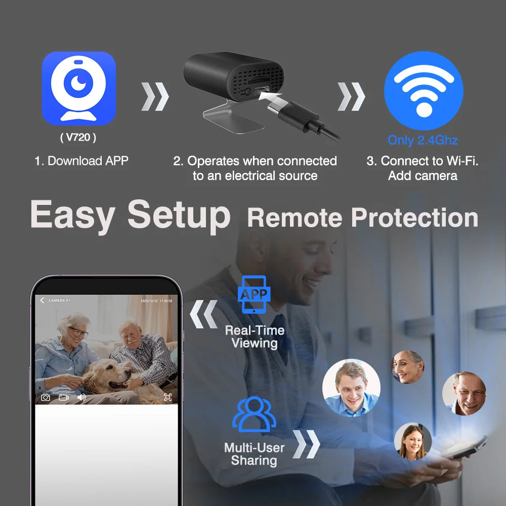 Mini WiFi Security Camera – Live View on Your Phone, Motion Detection