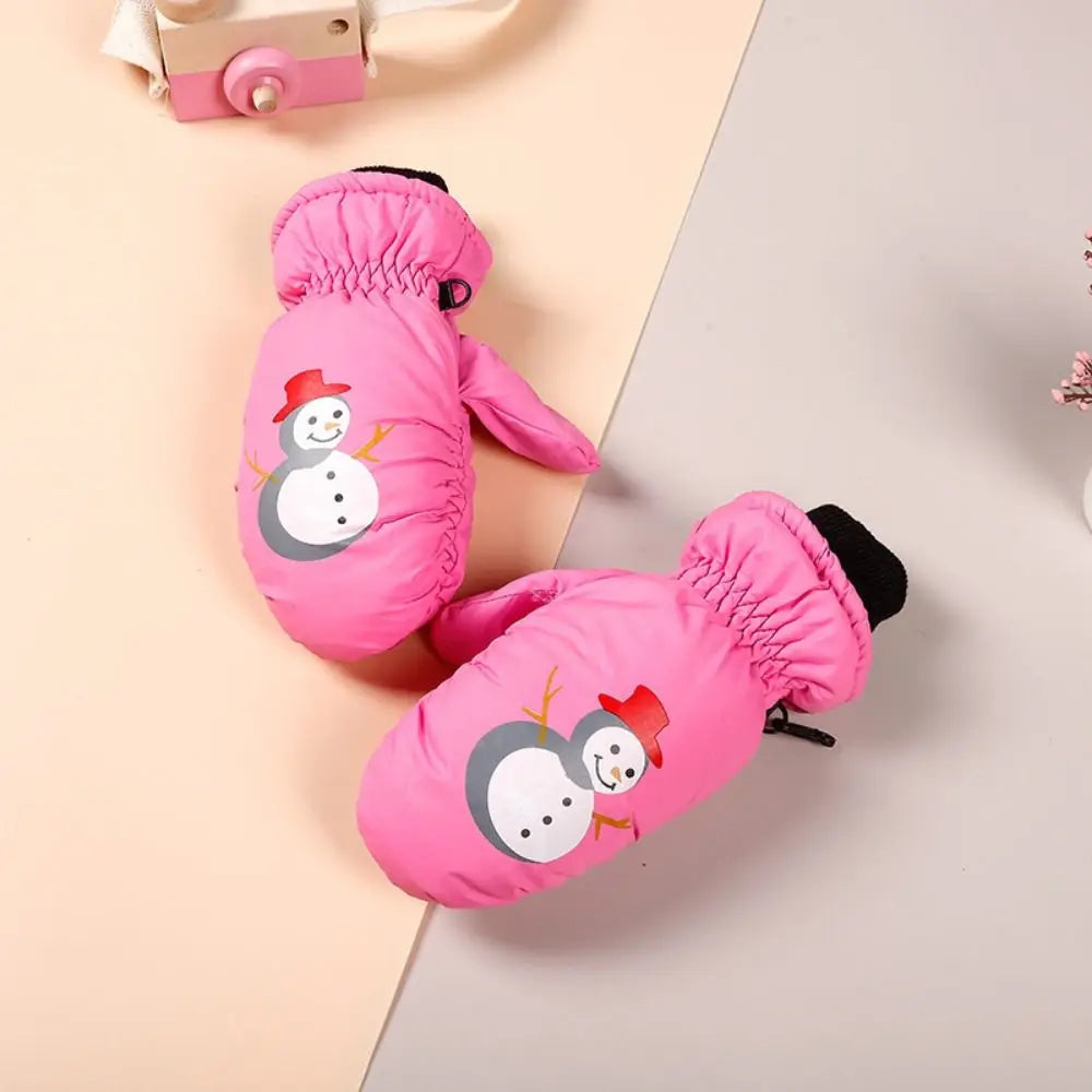 Kids' Snowman Snow Mittens with Anti-Loss Buckle (Ages 2–5)