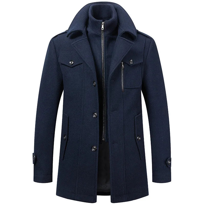 Men's Casual Business Woolen Overcoat Double-Collar Cold-Resistant Jacket Fashionable Autumn Winter 2025