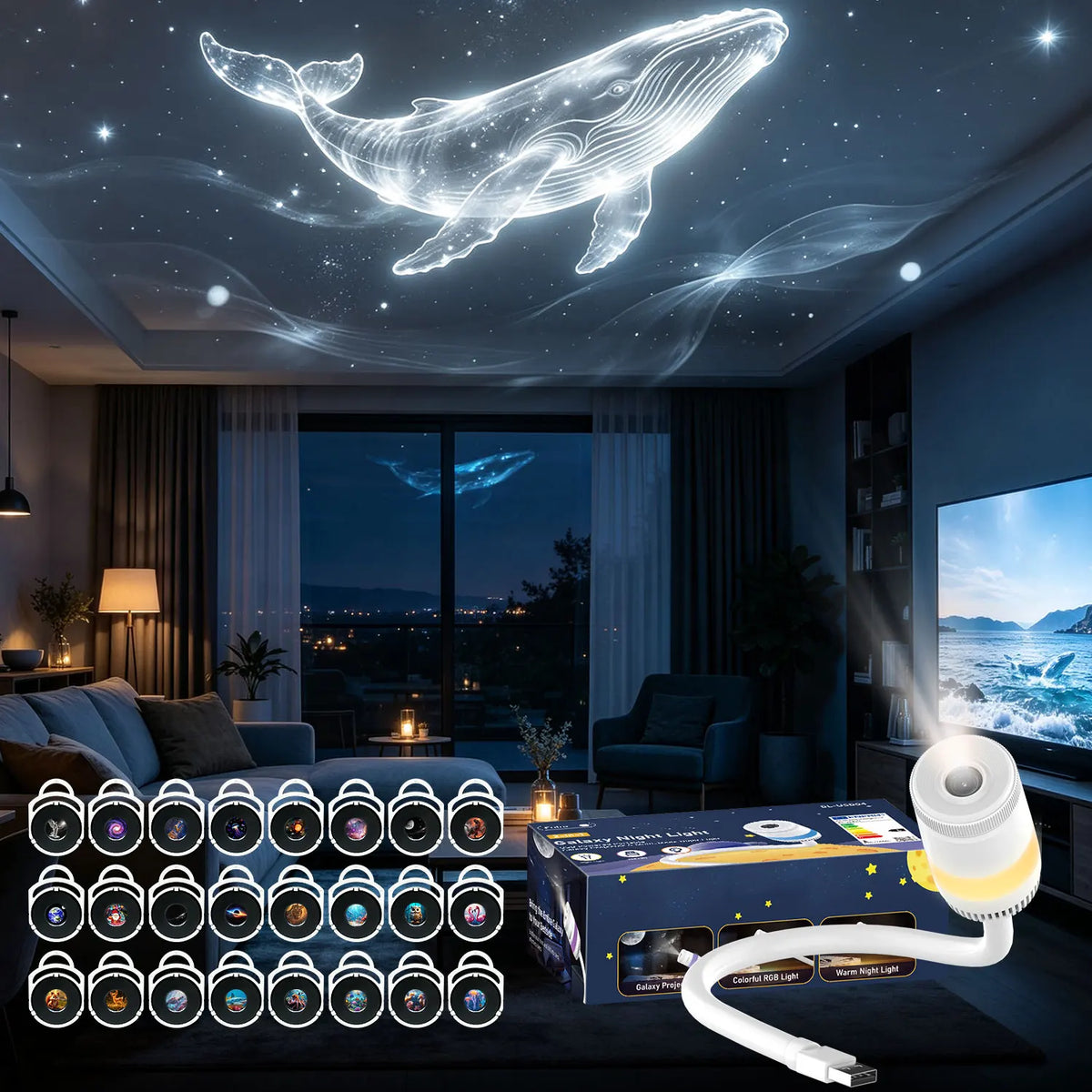 HD Planetarium Star Projector – Galaxy & Ocean Night Light with Film Discs