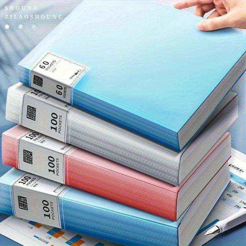 1Pc A4 Transparent Plastic File Folder, Multi-Page Data Bag Office Study Document Case Durable Layered Insert Archive