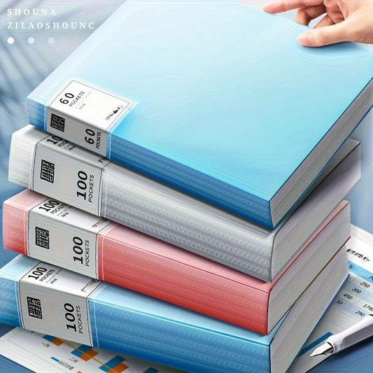 1 pièce Chemise de documents A4 en plastique transparent, porte-documents multi-pages pour bureau et étude, pochette de rangement durable à plusieurs compartiments
