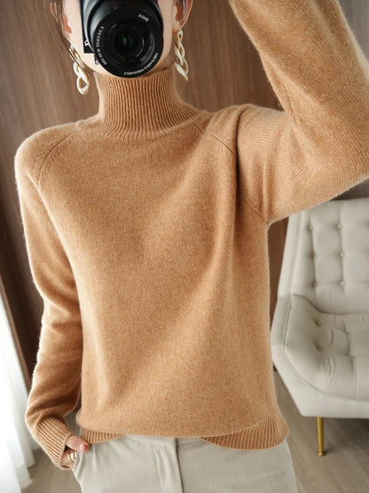 addonee Maglione da donna in maglia a collo alto parziale
