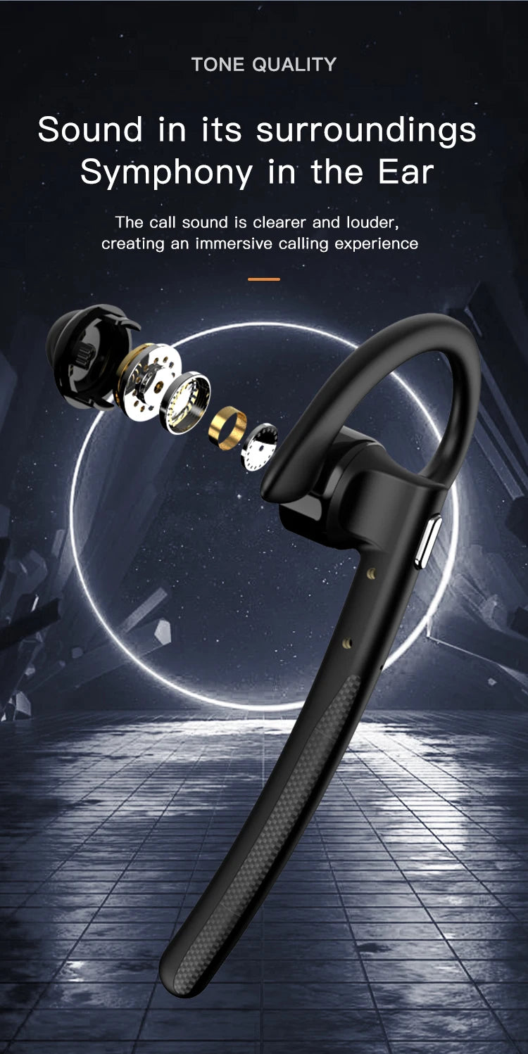 Single-Ear Bluetooth Headset – Hands-Free Business Earpiece with Mic