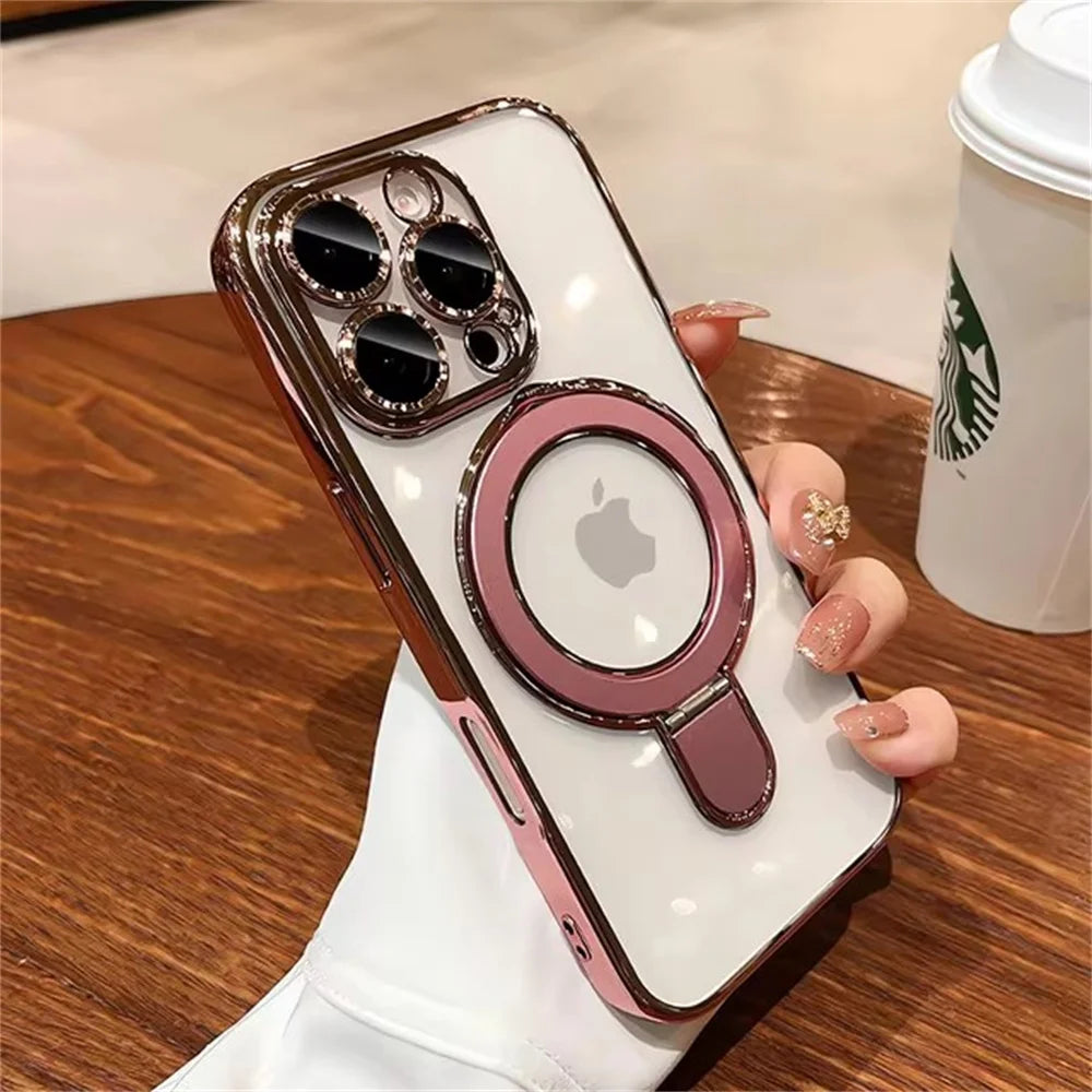 Clear Magnetic iPhone Case with Ring Stand