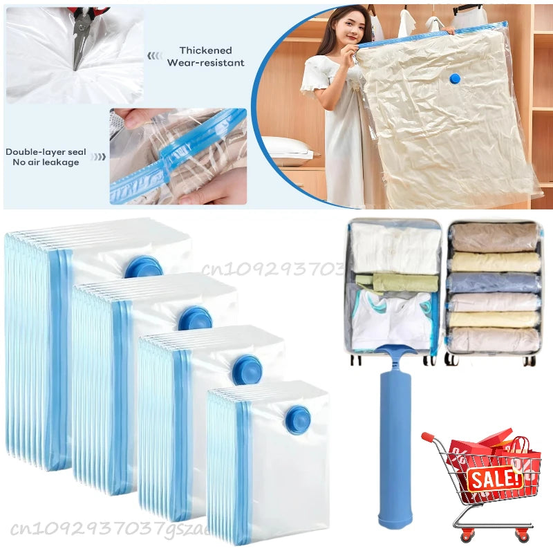 Vacuum Storage Bags with Hand Pump | 5 Sizes, 1–5 Pack | Space Saver Bags for Clothes & Bedding