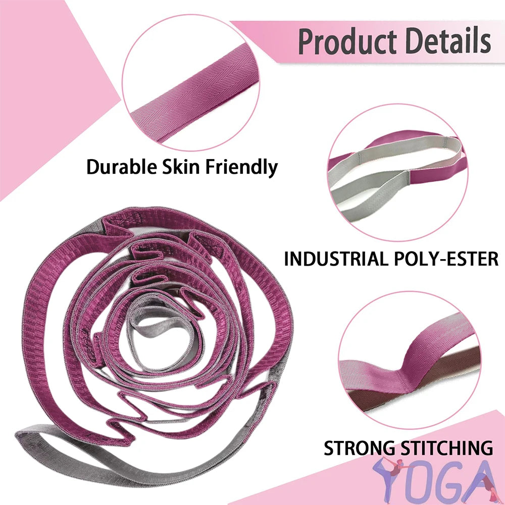 Yoga Stretch Bands – Non-Elastic Resistance Bands for Stretching, Pilates & Dance