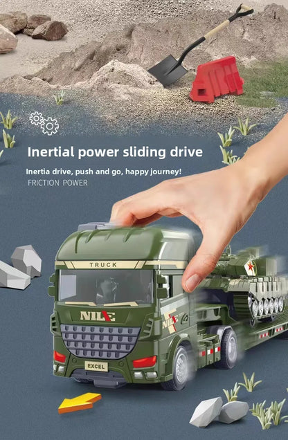 Car Carrier Truck with Construction Vehicles – Friction Toy Set