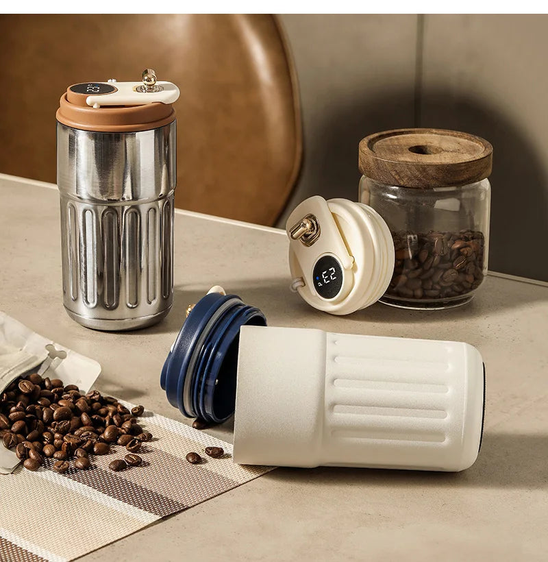 Smart Thermos Mug with Temperature Display – Stainless Steel