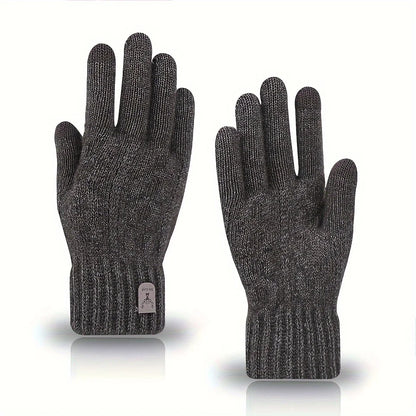 Guanti da uomo in maglia di misto lana con fodera in pile – Touchscreen, antiscivolo