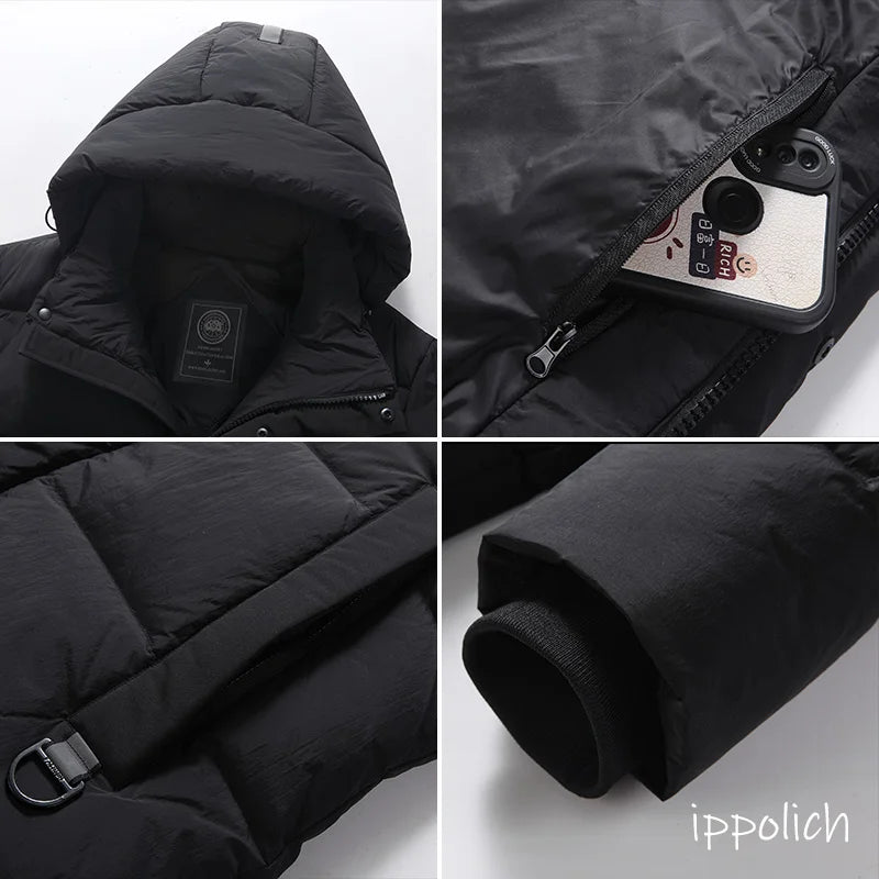 Winter Long Down Jacket Women Windbreaker Jacket Fashion Couple Down Coat Warm Hooded Thick Winter Windproof Waterproof Men Coat
