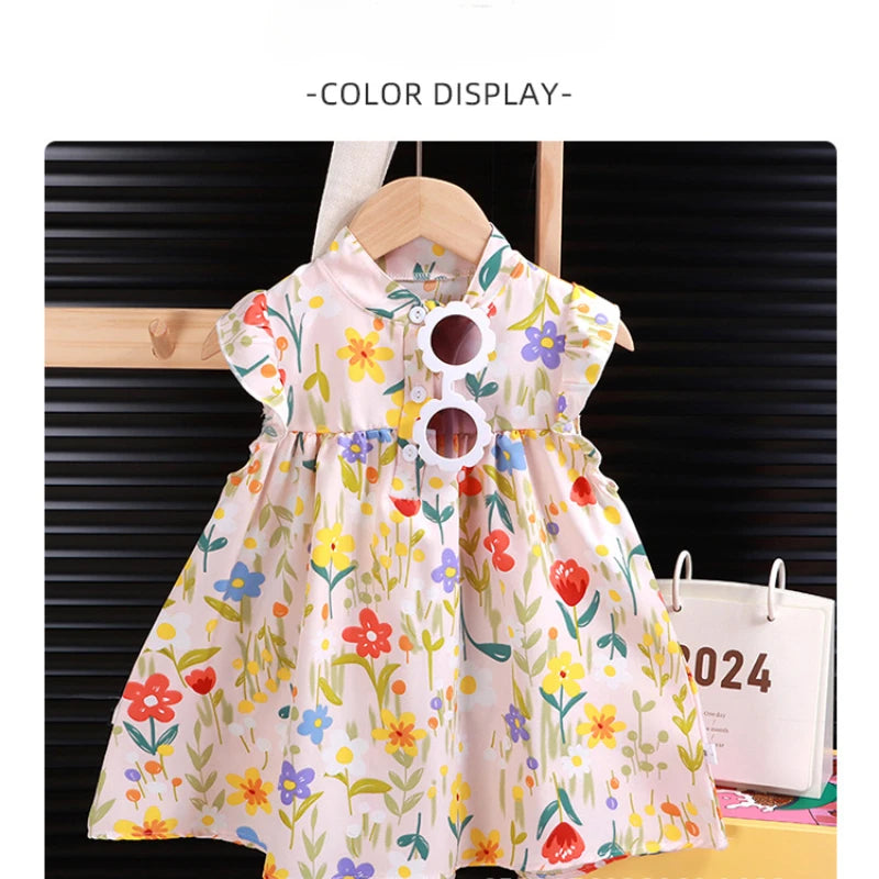 Girls' Breathable A-Line Beach Dress - Soft Summer Holiday Dress, Sizes 80-140cm