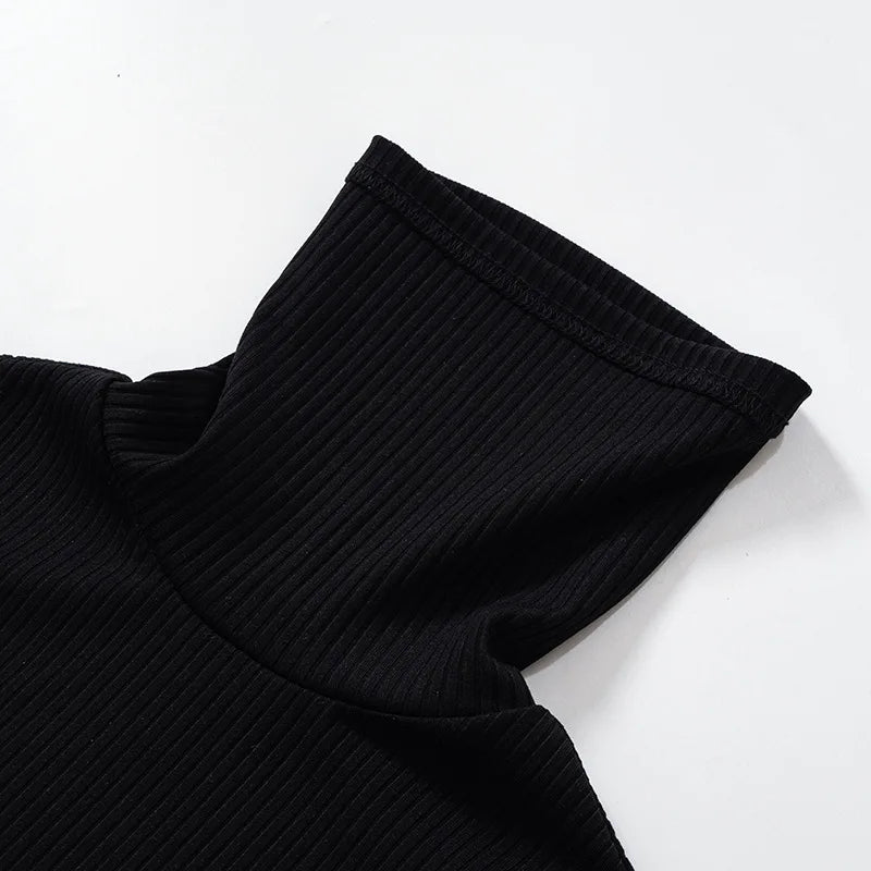 Women's Black Turtleneck Bodycon Midi Dress