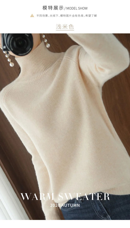 addonee Maglione da donna in maglia a collo alto parziale