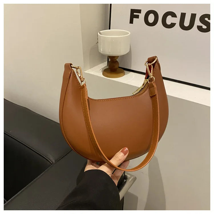 Women's Crescent Moon Shoulder Bag – Soft Vegan Leather Handbag