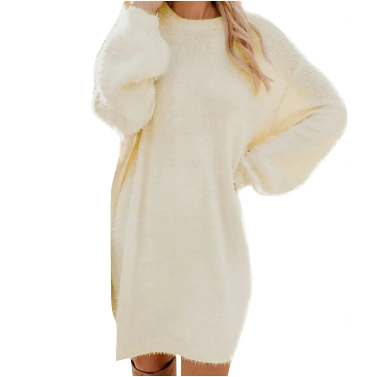 Women's Crewneck Knee-Length Sweater Dress
