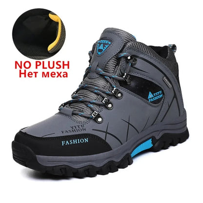Botas de invierno y nieve impermeables de cuero dividido para hombre
