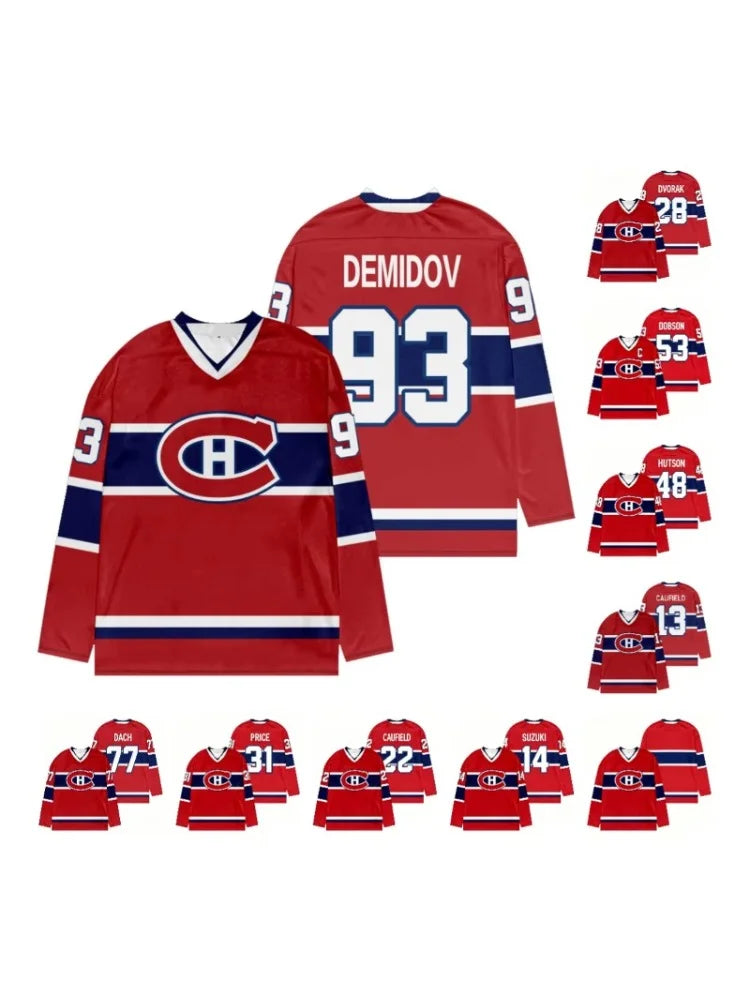 Montreal Canadiens Kids Hockey Jersey | V-Neck Long Sleeve Fan Cosplay Top