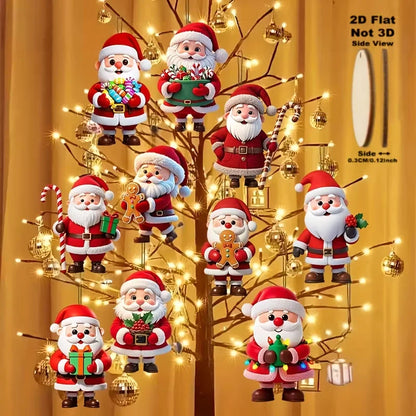 Wooden Santa & Gingerbread Christmas Ornaments – Set of 10