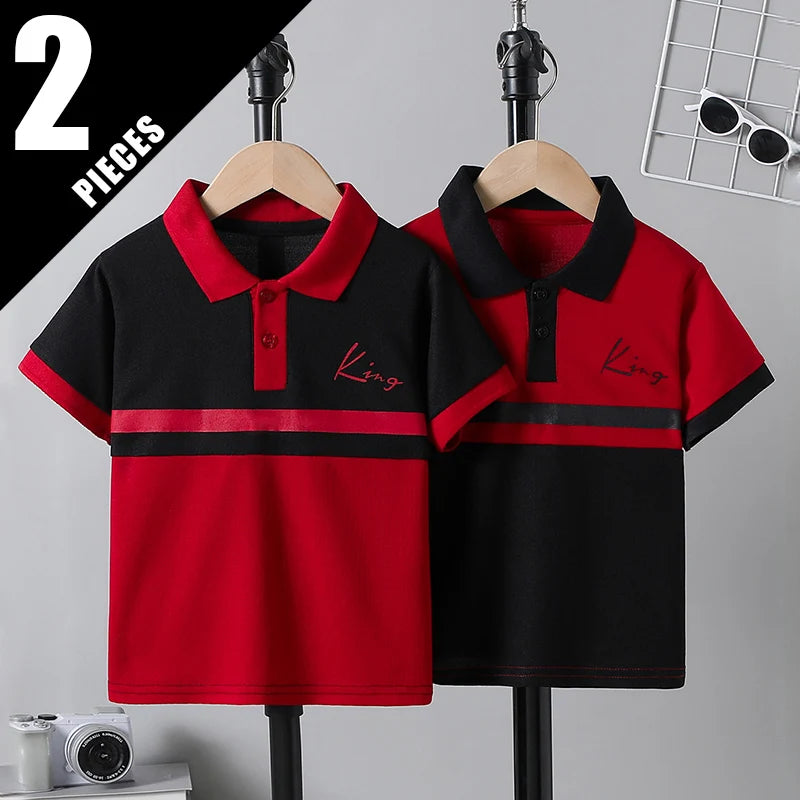 Boys' Striped Polo Shirt Multipack - Short Sleeve Casual Tops, 1, 2 or 3 Pieces