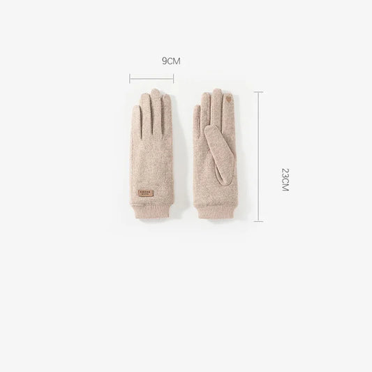 Women's Knit-Cuff Plush Touchscreen Gloves