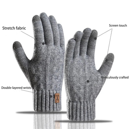 Guanti da uomo in maglia di misto lana con fodera in pile – Touchscreen, antiscivolo