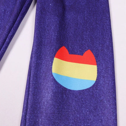 Regenbogen-Tutu-Katzenkostüm-Set für Mädchen – Party-Outfit mit Oberteil, Rock und Hose, Alter 3–10 Jahre