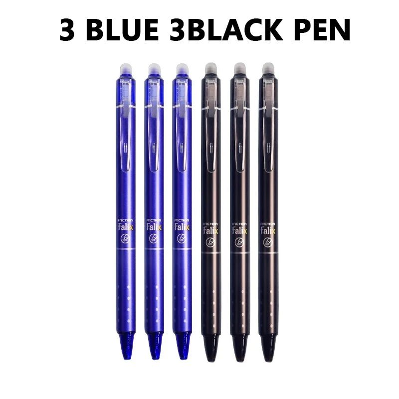 Erasable Retractable Gel Pen Set, 0.5mm Black Blue Ink Pens with Refills and Built-in Eraser for Daily School Office Stationery