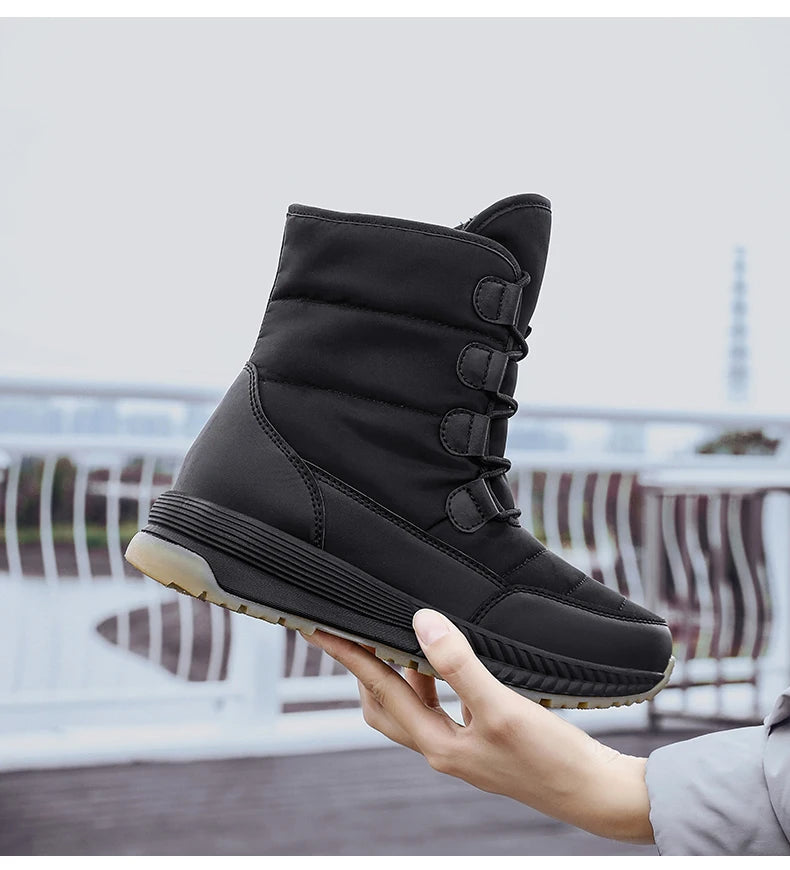 Women's Lace-Up Snow Boots – Plush-Lined Mid-Calf Winter Boots