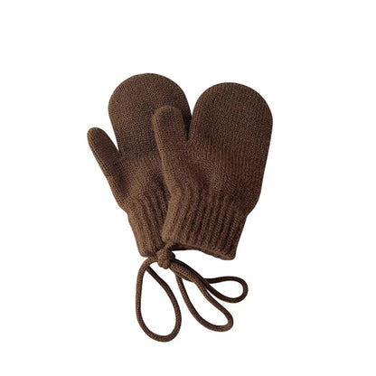 Strickfäustlinge für Babys mit Kordel – Fäustlinge aus Wollmischung für Kleinkinder (Alter 1–4)