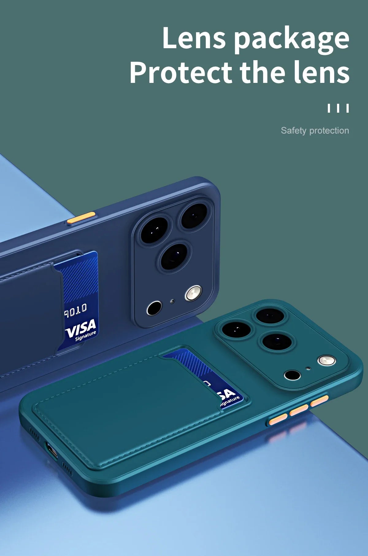 iPhone Card Holder Case with Camera Lens Protection