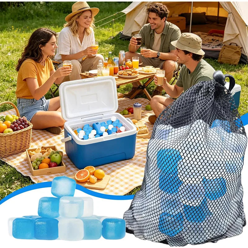 24/50/100Pcs Reusable Ice Cubes Refreezable Cooling Blocks Slow Melting Ice Cubes for Whiskey Cocktail Coffee Juice Picnic Bar