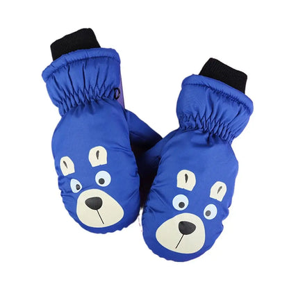 Guanti da sci per bambini con cartoni animati – Guanti da neve spessi e antivento (5–8 anni)